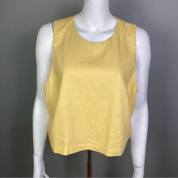 Banana Republic top XL NWT Shell linen yellow relaxed boxy lagenlook - Picture 2 of 12